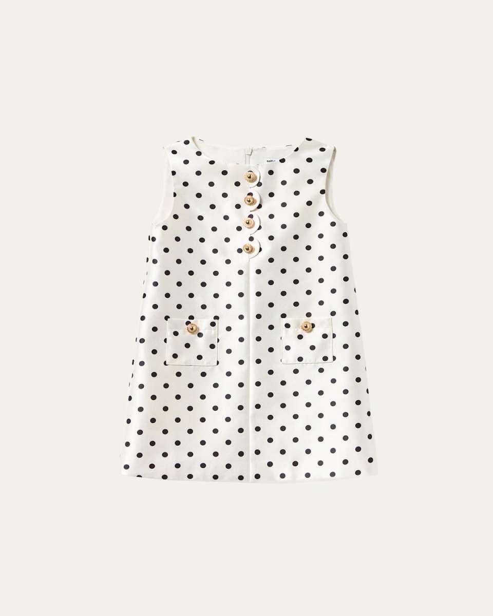 Girl's Polka Dot Taffeta Dress, Size 3T-12